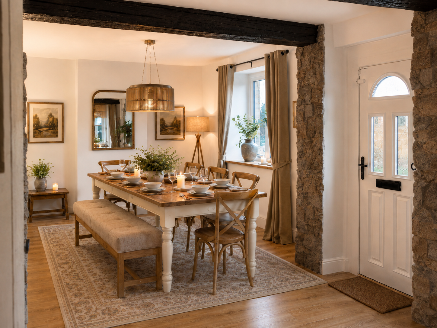 Hycemoorside House dining room after its warm, heritage-led redesign